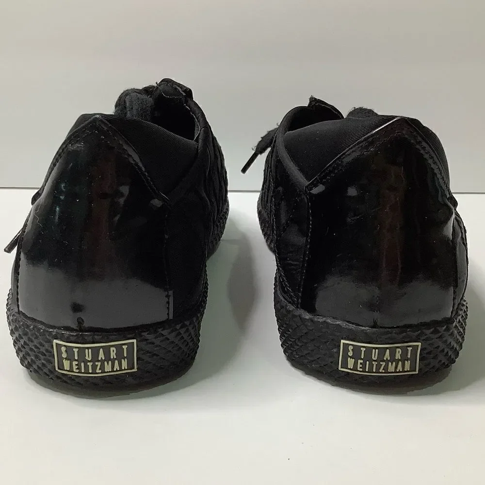 Stuart Weitzman Lace Up Textile Low Top Women Fashion Sneakers Sz 8.5